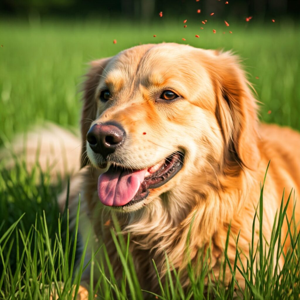 Grasmilben befallen einen Hund