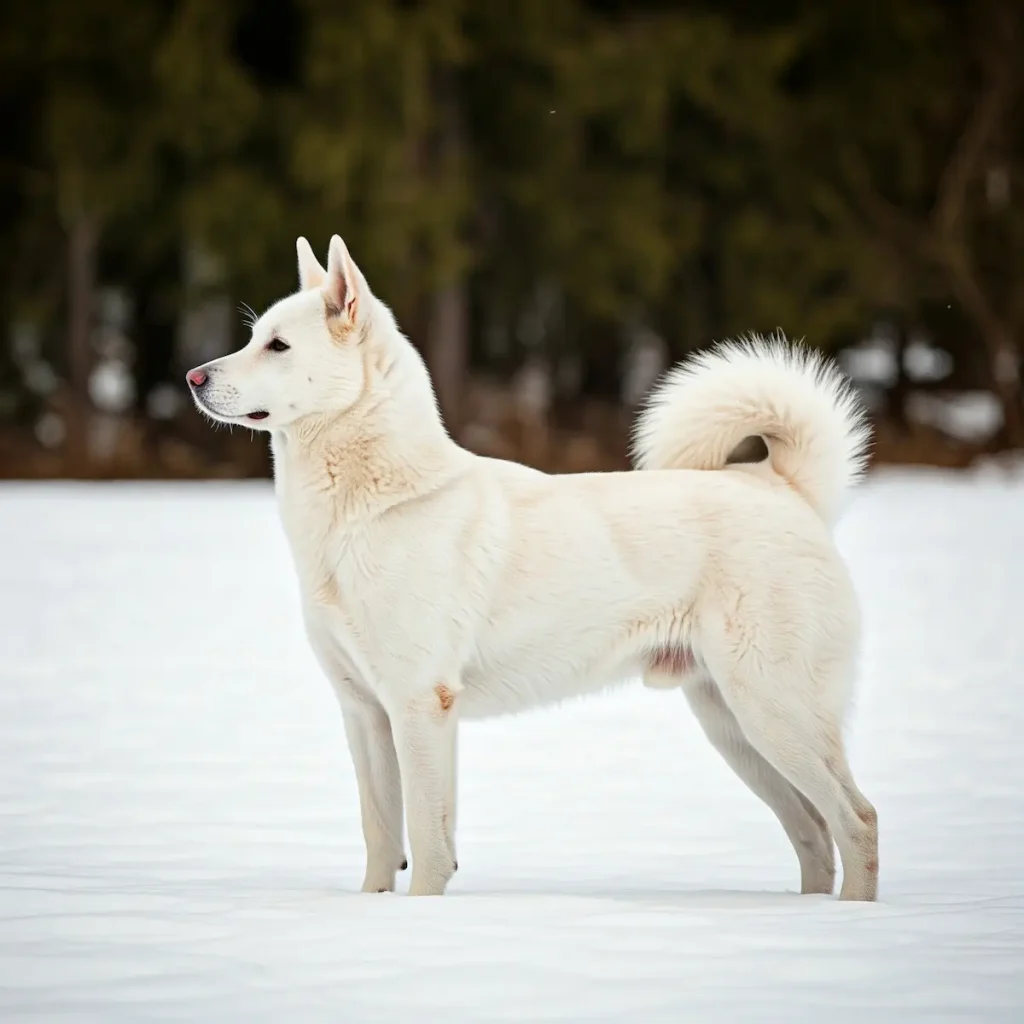 Kishu Ken in einer verschneiten Landschaft