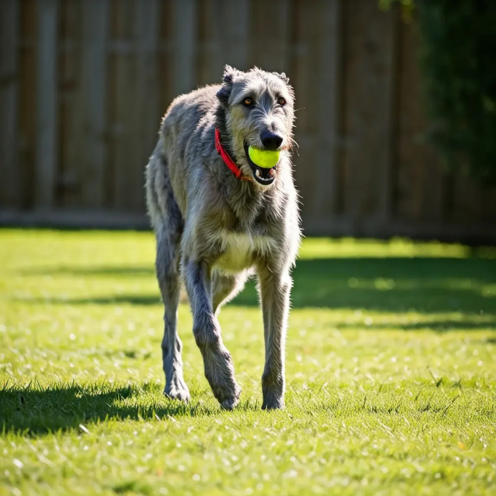 Deerhound apportiert einen kleinen Ball