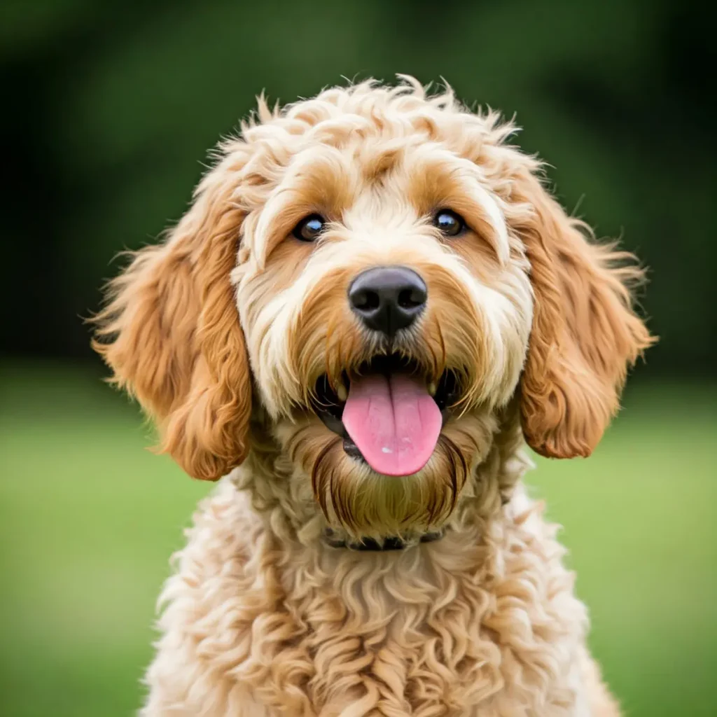 Golden Doodle schaut in die Kamera